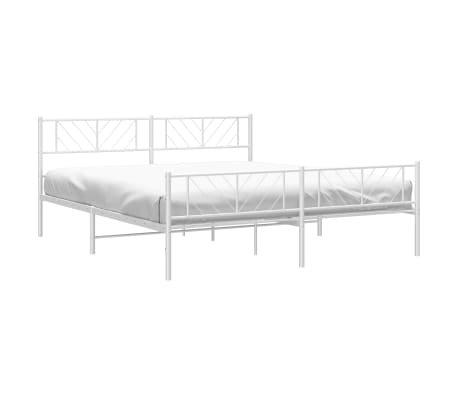 vidaXL Metal Bed Frame without Mattress with Footboard White 200x200cm