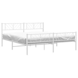 vidaXL Metal Bed Frame without Mattress with Footboard White 200x200cm
