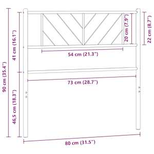 Kovové náhradní čelo postele bílé 75 cm - obrázek 6