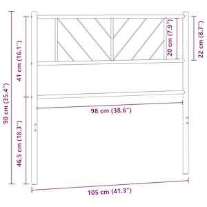 Kovové náhradní čelo postele bílé 100 cm - obrázek 7