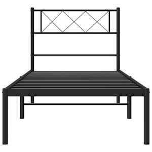 Kovový rám postele s čelem černý 75 x 190 cm - obrázek 4