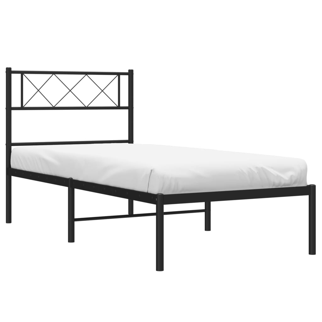 vidaXL Metal Bed Frame without Mattress with Headboard Black 80x200cm