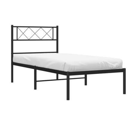 vidaXL Metal Bed Frame without Mattress with Headboard Black 80x200cm