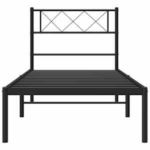 Kovový rám postele s čelem černý 80 x 200 cm - obrázek 4
