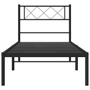 Kovový rám postele s čelem černý 90 x 190 cm - obrázek 4