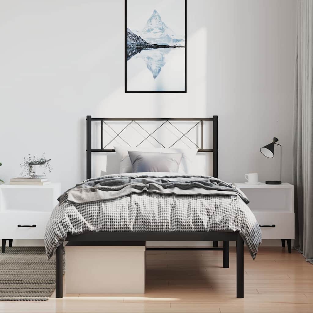 vidaXL Estrutura de cama com cabeceira 100x200 cm metal preto