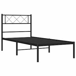 Kovový rám postele s čelem černý 107 x 203 cm - obrázek 5