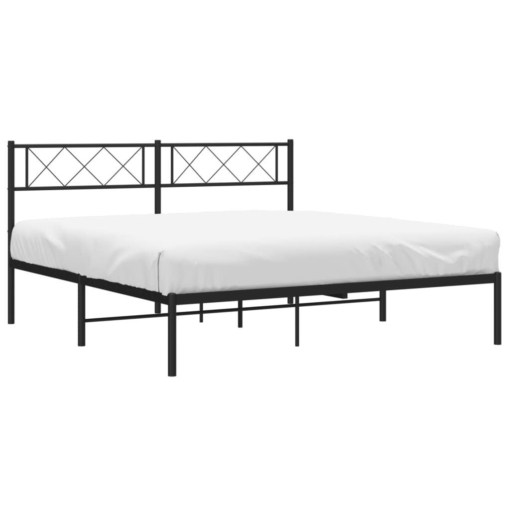 vidaXL Bedframe met hoofdbord metaal zwart 120x200 cm afbeelding