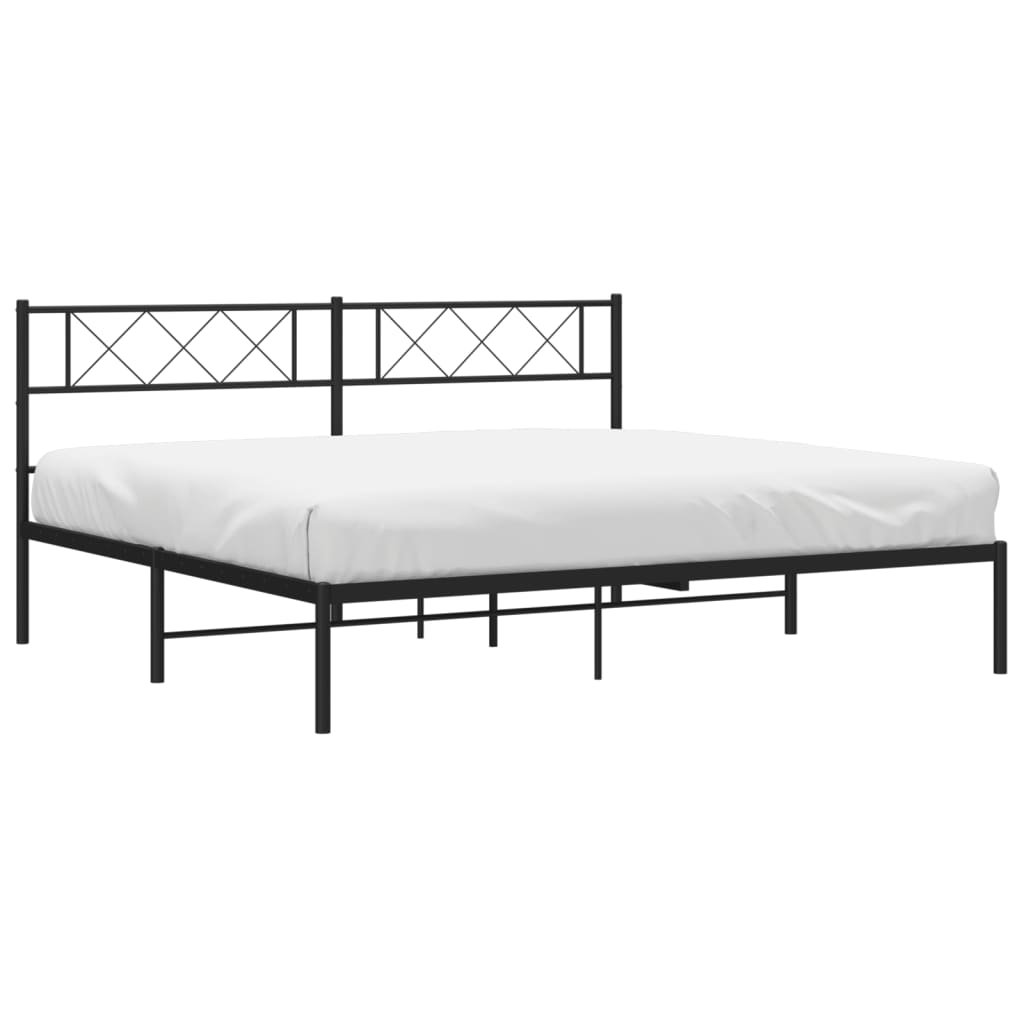 vidaXL Bedframe met hoofdbord metaal zwart 180x200 cm afbeelding
