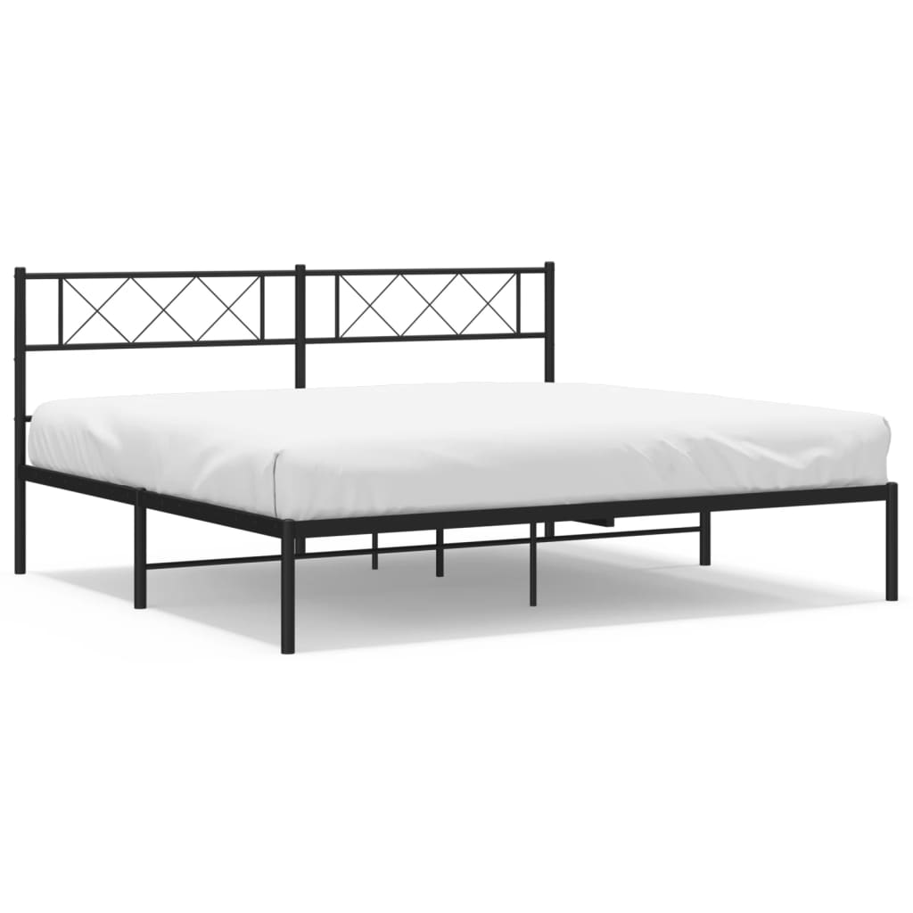 vidaXL Metal Bed Frame without Mattress with Headboard Black 72"x83.9"