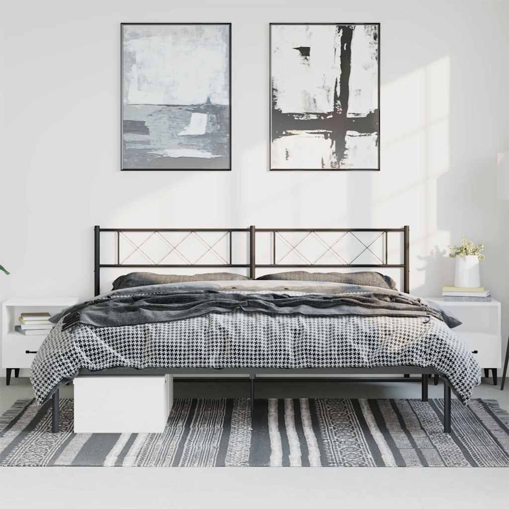 vidaXL Bedframe met hoofdbord metaal zwart 193x203 cm afbeelding