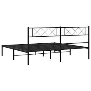 Kovový rám postele s čelem černý 200 x 200 cm - obrázek 6