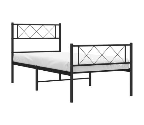 vidaXL Bedframe met hoofd- en voeteneinde metaal zwart 90x200 cm