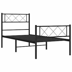 Kovový rám postele s hlavovým a nožním čelem černý 90 x 200 cm - obrázek 5