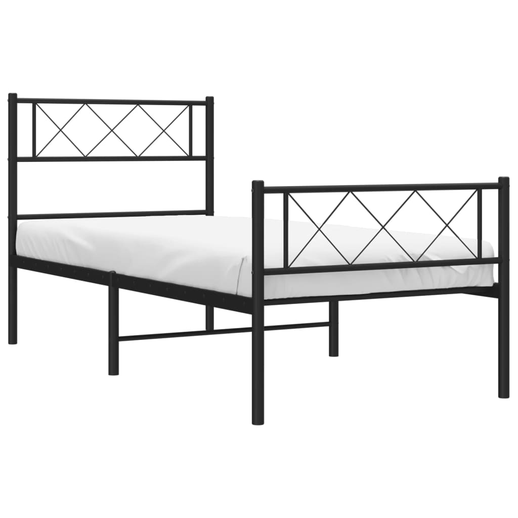 vidaXL Bedframe met hoofd- en voeteneinde metaal zwart 107x203 cm afbeelding