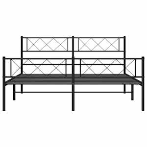 Kovový rám postele s hlavovým a nožním čelem černý 135 x 190 cm - obrázek 5