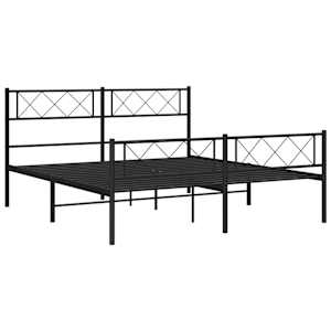 Kovový rám postele s hlavovým a nožním čelem černý 135 x 190 cm - obrázek 6