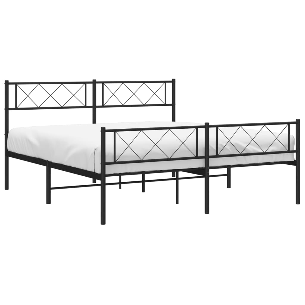 vidaXL Metallinen sängynrunko päädyillä musta 140x190 cm