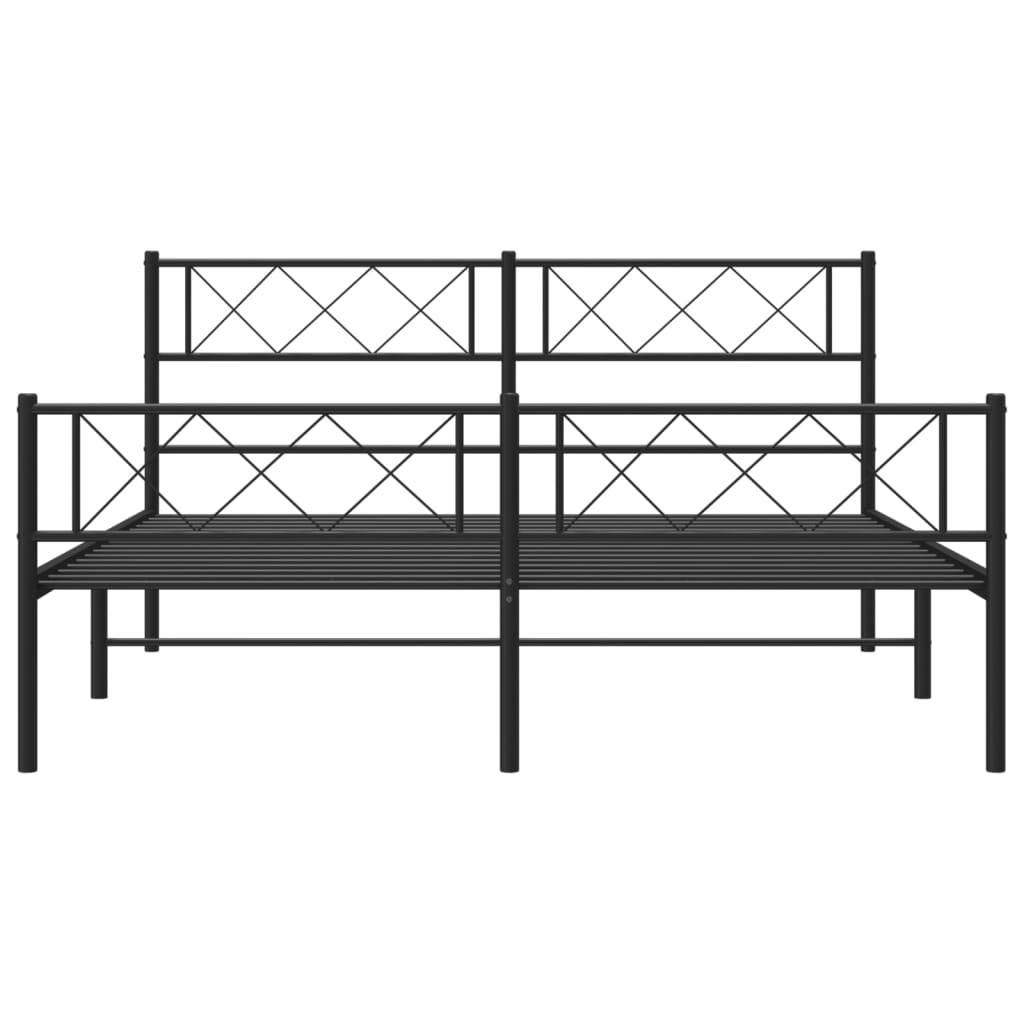 vidaXL Bedframe met hoofd- en voeteneinde metaal zwart 140x190 cm, foto 4