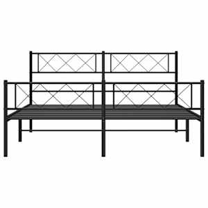 Kovový rám postele s hlavovým a nožním čelem černý 140 x 190 cm - obrázek 4
