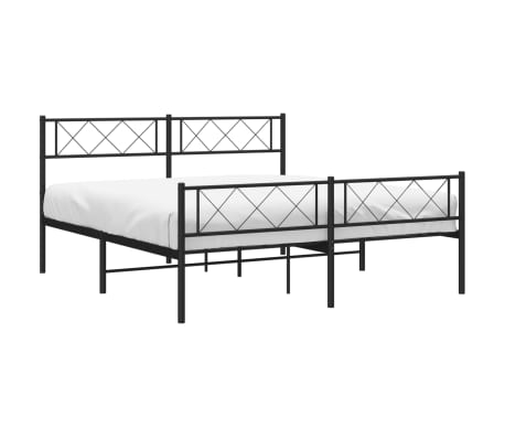 vidaXL Cadru pat metalic cu tăblie de cap/picioare, negru, 140x200 cm