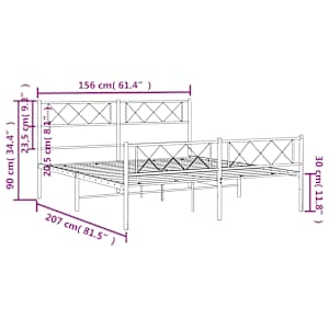 Kovový rám postele s hlavovým a nožním čelem černý 150 x 200 cm - obrázek 10
