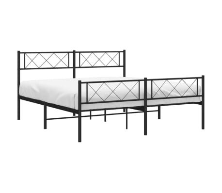 vidaXL Metallbett ohne Matratze mit Fu&szlig;teil Schwarz 160x200 cm