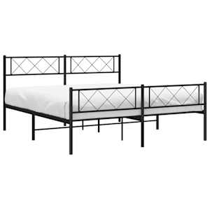 vidaXL Metallbett ohne Matratze mit Fu&szlig;teil Schwarz 160x200 cm