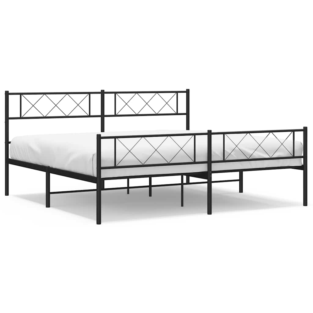 E-shop vidaXL Kovový rám postele s čelom a podnožkou čierny 193x203 cm