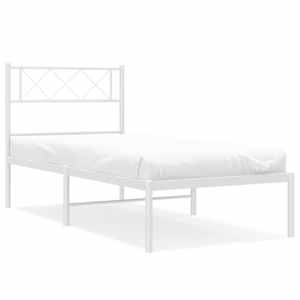 Kovový rám postele s čelem bílý 80 x 200 cm - obrázek 2