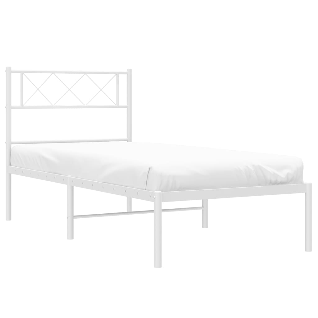 vidaXL Bedframe met hoofdbord metaal wit 80x200 cm afbeelding