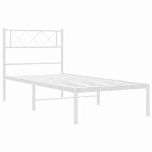 Kovový rám postele s čelem bílý 100 x 190 cm - obrázek 5
