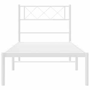 Kovový rám postele s čelem bílý 107 x 203 cm - obrázek 5