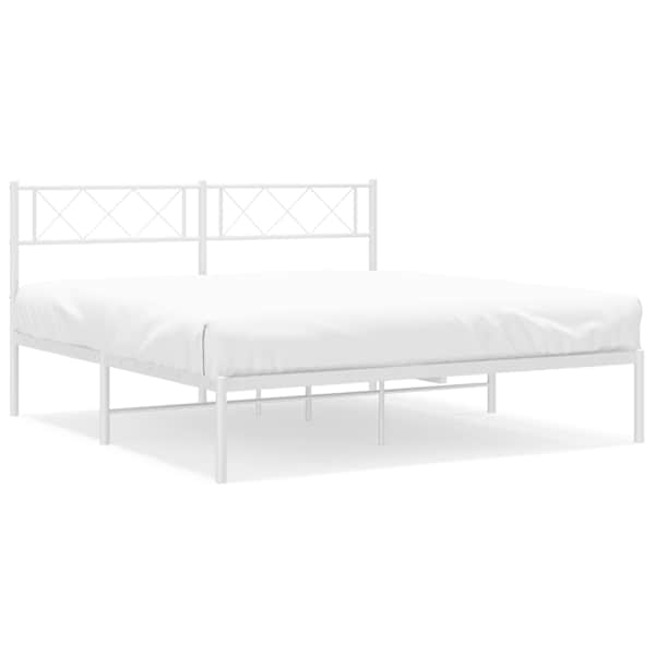 vidaXL metallist voodiraam peatsiga, valge, 120x190 cm