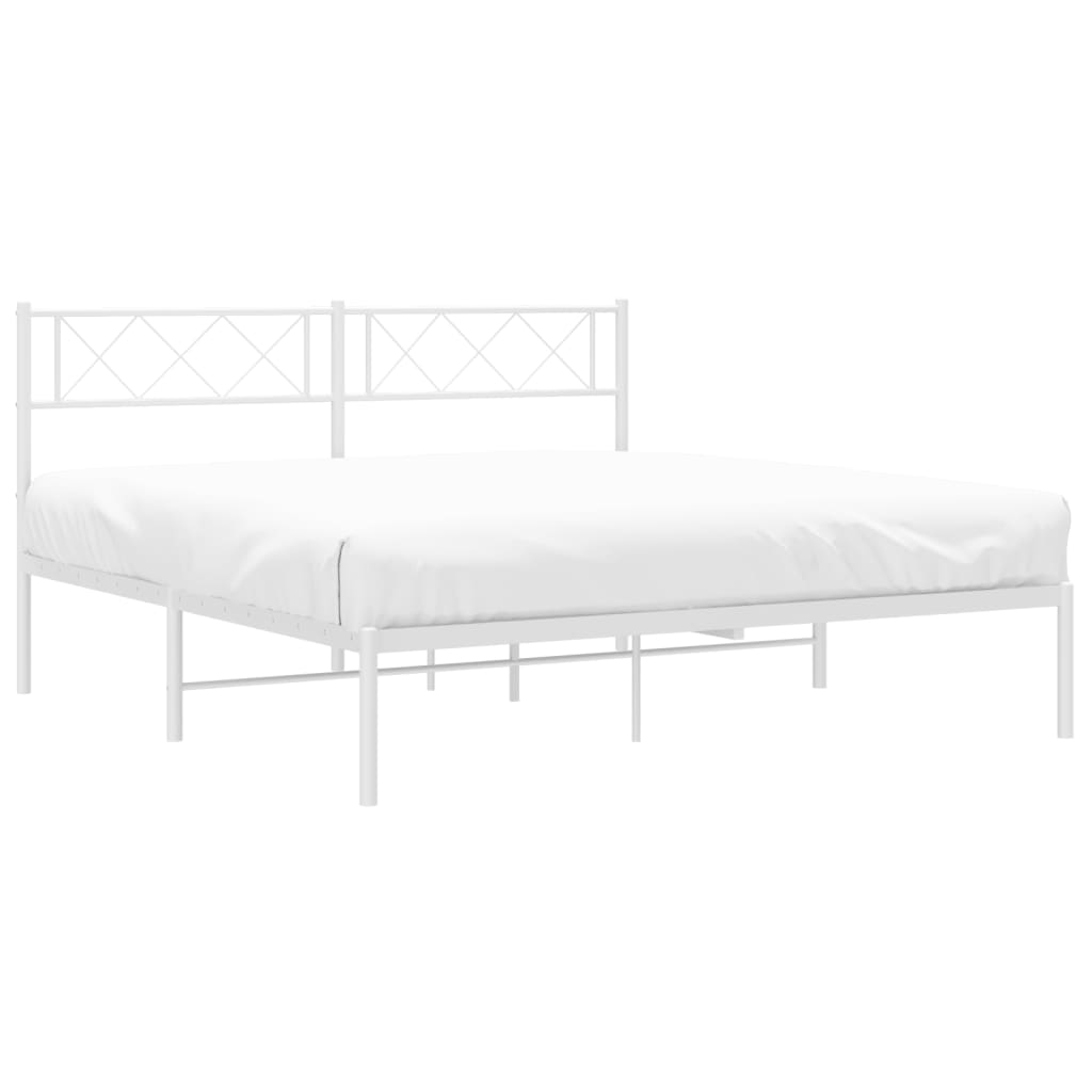 vidaXL Bedframe met hoofdbord metaal wit 120x190 cm afbeelding