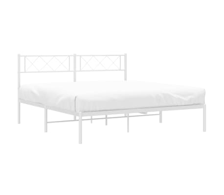 vidaXL Cadre de lit m&eacute;tal sans matelas et t&ecirc;te de lit blanc 120x190 cm