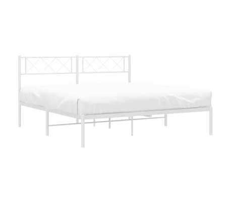 vidaXL Cadre de lit m&eacute;tal sans matelas et t&ecirc;te de lit blanc 140x190 cm