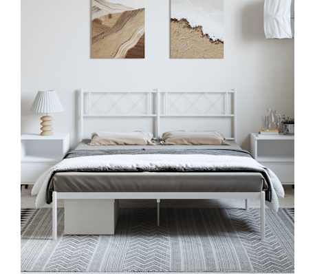 vidaXL Bedframe met hoofdbord metaal wit 150x200 cm