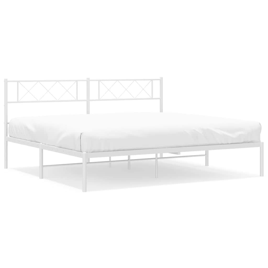 vidaXL Bedframe met hoofdbord metaal wit 183x213 cm, foto 3