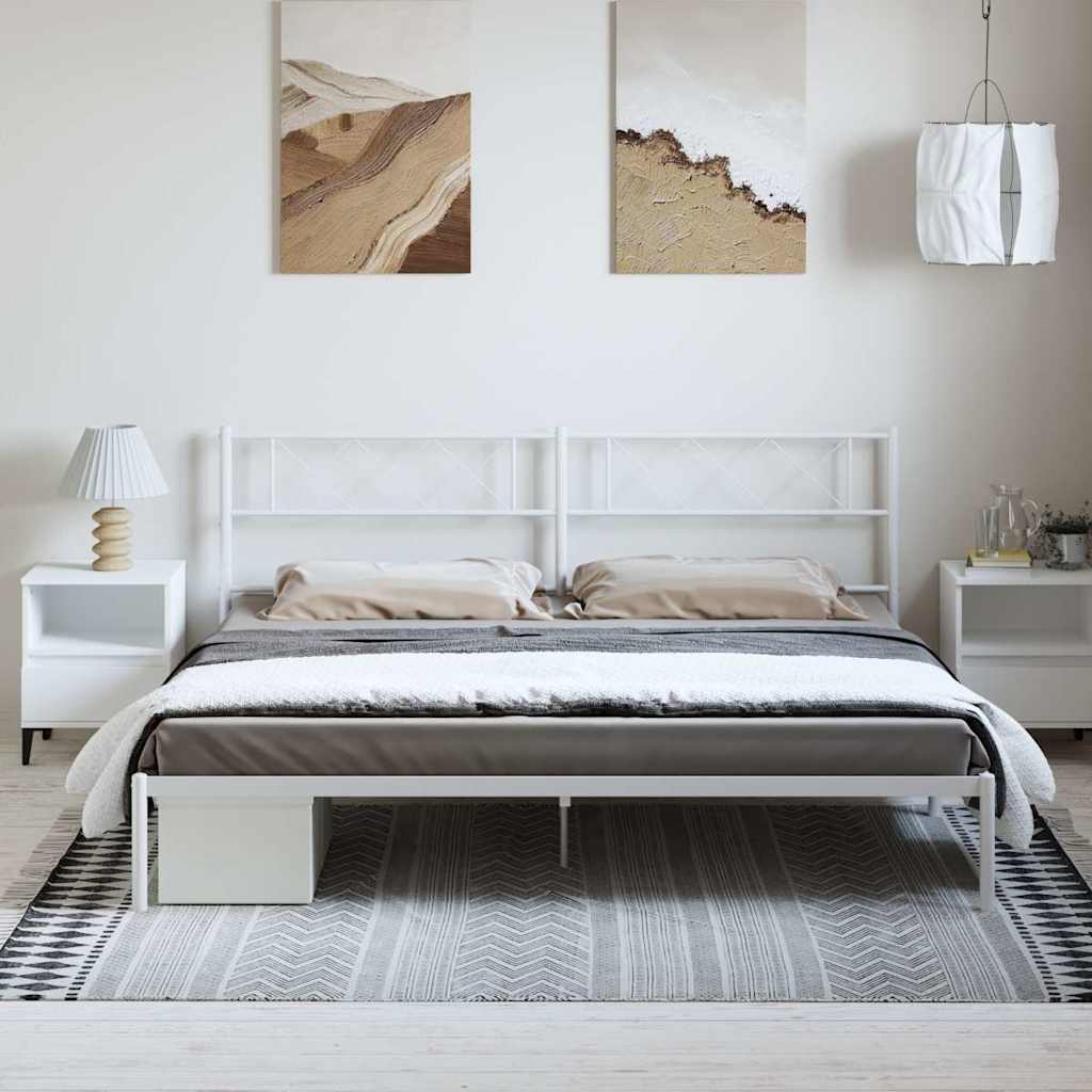vidaXL Bedframe met hoofdbord metaal wit 183x213 cm, foto 2