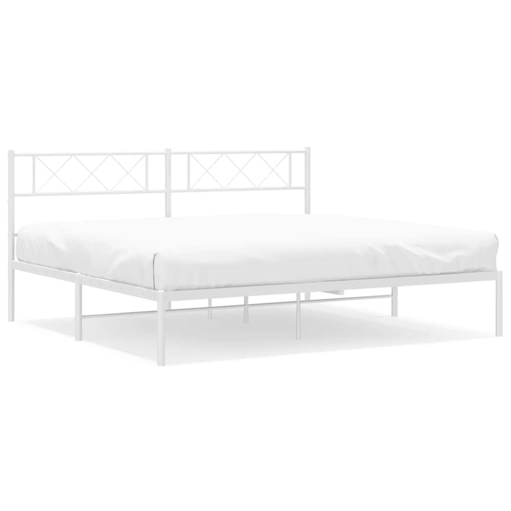 vidaXL Kovinski posteljni okvir z vzglavjem bel 193x203 cm-image-8721012191112