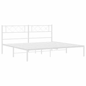 Kovový rám postele s čelem bílý 200 x 200 cm - obrázek 4