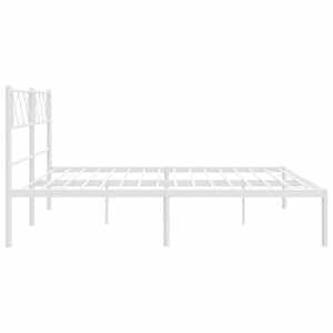 Kovový rám postele s čelem bílý 200 x 200 cm - obrázek 6