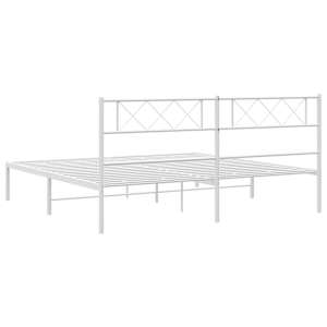 Kovový rám postele s čelem bílý 200 x 200 cm - obrázek 7