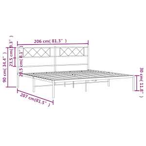 Kovový rám postele s čelem bílý 200 x 200 cm - obrázek 9