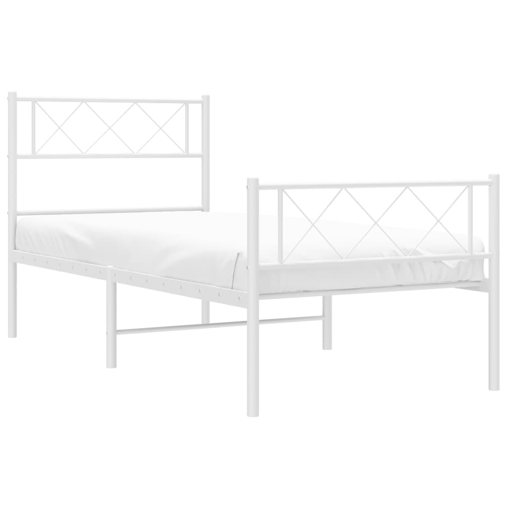 vidaXL Bedframe met hoofd- en voeteneinde metaal wit 90x190 cm afbeelding