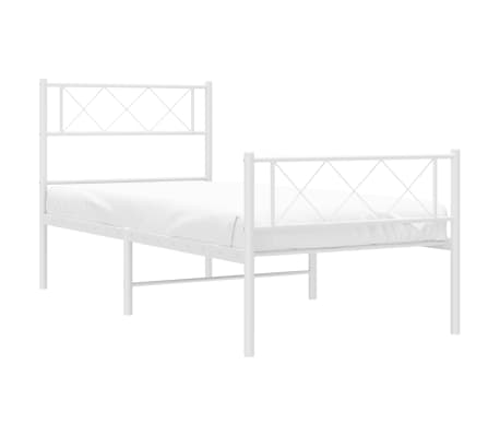 vidaXL Bettgestell mit Kopf- und Fu&szlig;teil Metall Wei&szlig; 90x190 cm