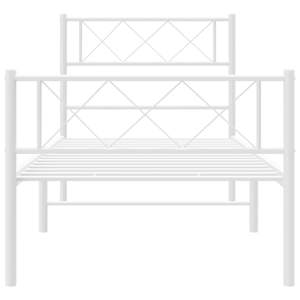 Kovový rám postele s hlavovým a nožním čelem bílý 90 x 200 cm - obrázek 4