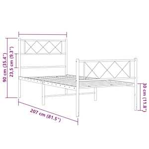 Kovový rám postele s hlavovým a nožním čelem bílý 100 x 200 cm - obrázek 10