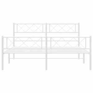 Kovový rám postele s hlavovým a nožním čelem bílý 120 x 200 cm - obrázek 4
